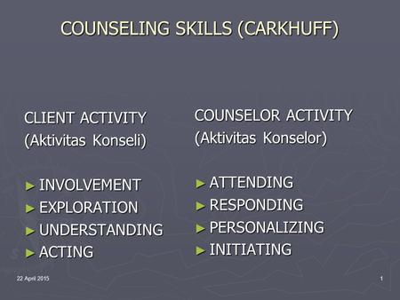 COUNSELING SKILLS (CARKHUFF)