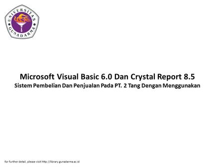 Microsoft Visual Basic 6. 0 Dan Crystal Report 8