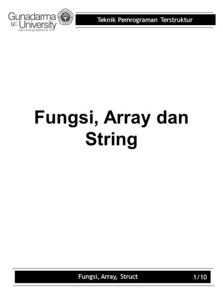 Fungsi, Array dan String