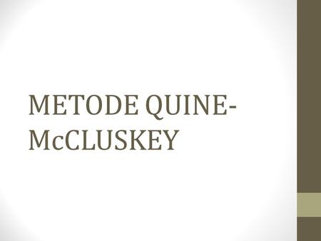 METODE QUINE-McCLUSKEY