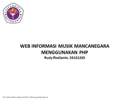 WEB INFORMASI MUSIK MANCANEGARA MENGGUNAKAN PHP Rudy Risdianto