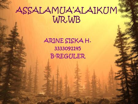 ASSALAMUA’ALAIKUM WR.WB ARINE SISKA H. 3333091145 B-REGULER.