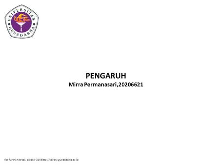 PENGARUH Mirra Permanasari,20206621 for further detail, please visit