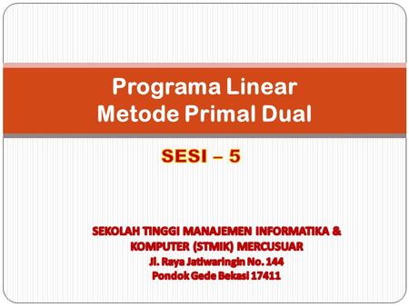 Programa Linear Metode Primal Dual