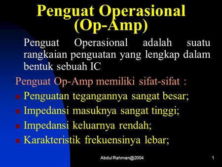 Penguat Operasional (Op-Amp)