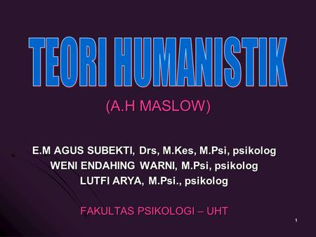 TEORI HUMANISTIK (A.H MASLOW)