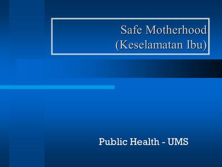 Safe Motherhood (Keselamatan Ibu)