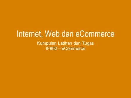 Internet, Web dan eCommerce