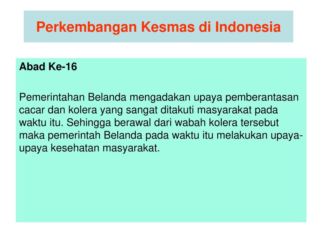 Perkembangan Kesmas di Indonesia - ppt download