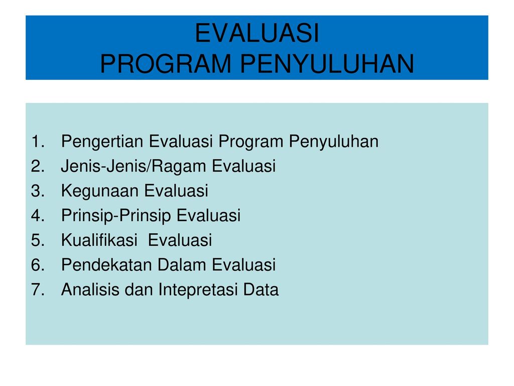 Evaluasi Rencana Kerja Penyuluhan Pertanian