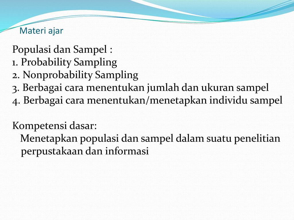 Materi Ajar Populasi Dan Sampel 1 Probability Sampling Ppt Download