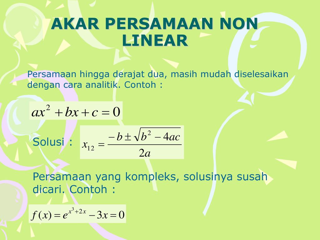 Akar Persamaan Non Linear Ppt Download