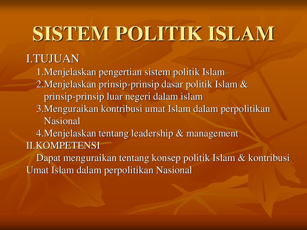 Sistem Politik Islam I Tujuan Ppt Download