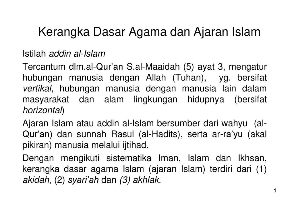 Kerangka Dasar Agama Dan Ajaran Islam Ppt Download