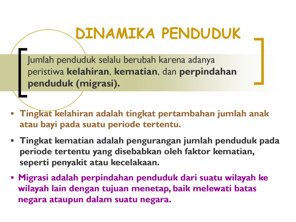 Dinamika Penduduk Jumlah Penduduk Selalu Berubah Karena Adanya Peristiwa Kelahiran Kematian Dan Perpindahan Penduduk Migrasi Tingkat Kelahiran Adalah Ppt Download