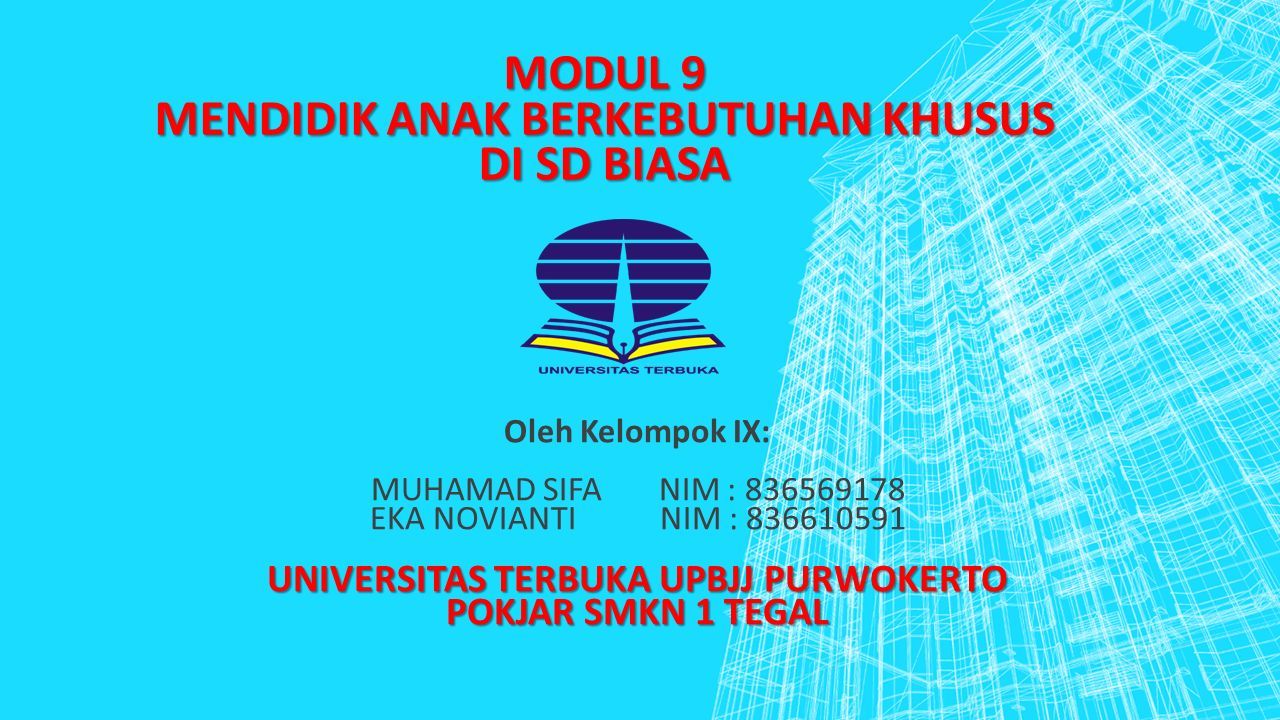 Modul 9 Mendidik Anak Berkebutuhan Khusus Di Sd Biasa Oleh Kelompok Ix Muhamad Sifanim Eka Novianti Nim Universitas Terbuka Upbjj Ppt Download