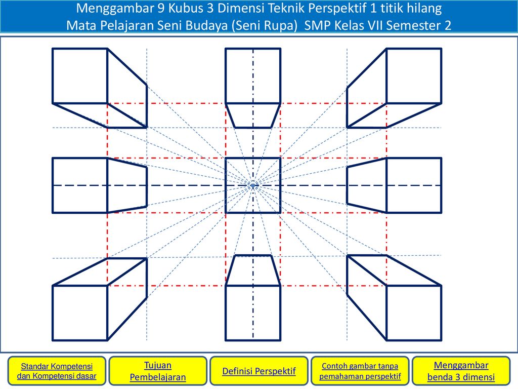 Menggambar 9 Kubus 3 Dimensi Teknik Perspektif 1 Titik Hilang Mata Pelajaran Seni Budaya Seni Rupa Smp Kelas Vii Semester 2 Standar Kompetensi Dan Kompetensi Ppt Download