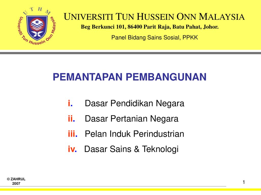 Universiti Tun Hussein Onn Malaysia Ppt Download