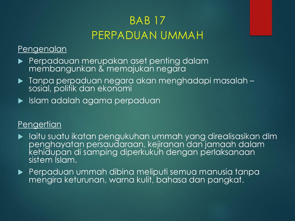 Bab 17 Perpaduan Ummah Pengenalan Ppt Download