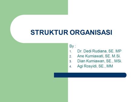 STRUKTUR ORGANISASI By : Dr. Dedi Rudiana, SE. MP