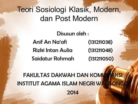 Teori Sosiologi Klasik, Modern, dan Post Modern