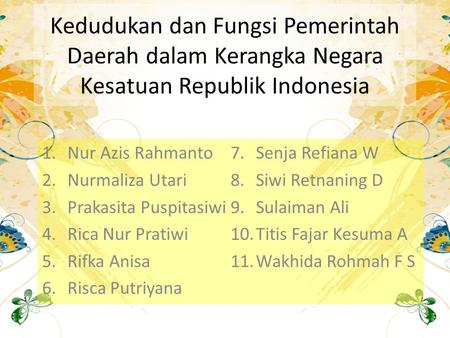 Nur Azis Rahmanto Senja Refiana W Nurmaliza Utari Siwi Retnaning D