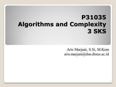 P31035 Algorithms and Complexity 3 SKS