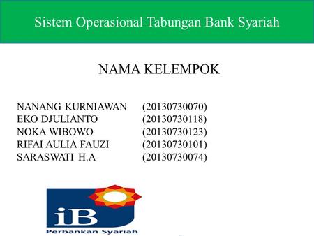 Sistem Operasional Tabungan Bank Syariah