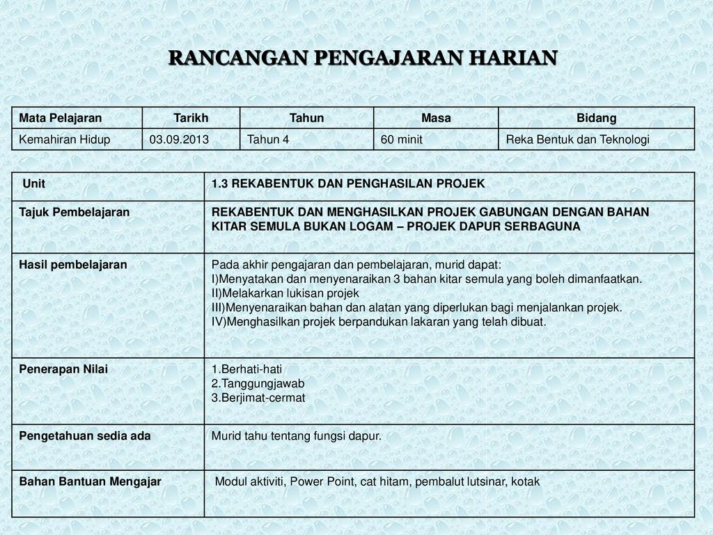 Rancangan Pengajaran Harian Ppt Download