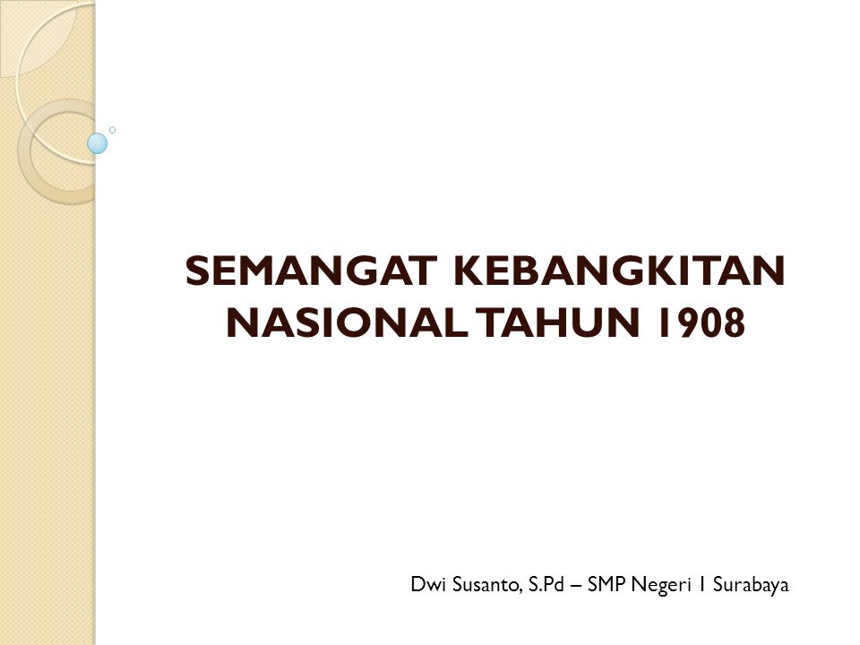 Semangat Kebangkitan Nasional Tahun 1908 Dwi Susanto S Pd Smp Negeri 1 Surabaya Ppt Download