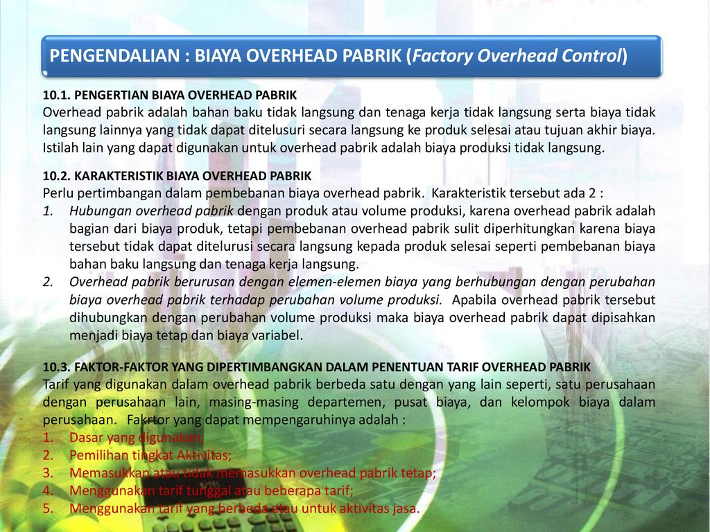 Pengendalian Biaya Overhead Pabrik Factory Overhead Control Ppt Download