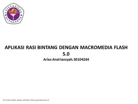 APLIKASI RASI BINTANG DENGAN MACROMEDIA FLASH 5. 0 Aries Andriansyah
