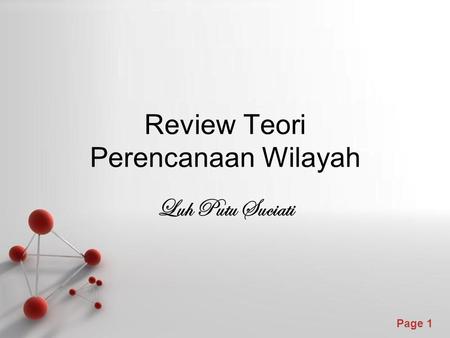 Review Teori Perencanaan Wilayah
