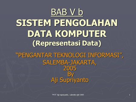 BAB V b SISTEM PENGOLAHAN DATA KOMPUTER (Representasi Data)