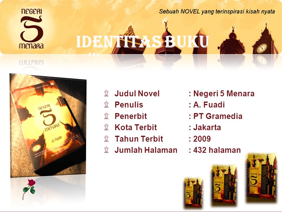 Identitas Buku Judul Novel Negeri 5 Menara Penulis A Fuadi Ppt Download