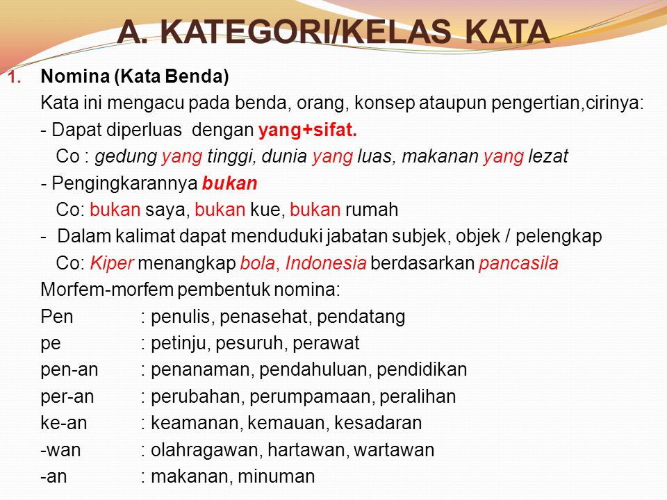 A Kategori Kelas Kata Nomina Kata Benda Ppt Download