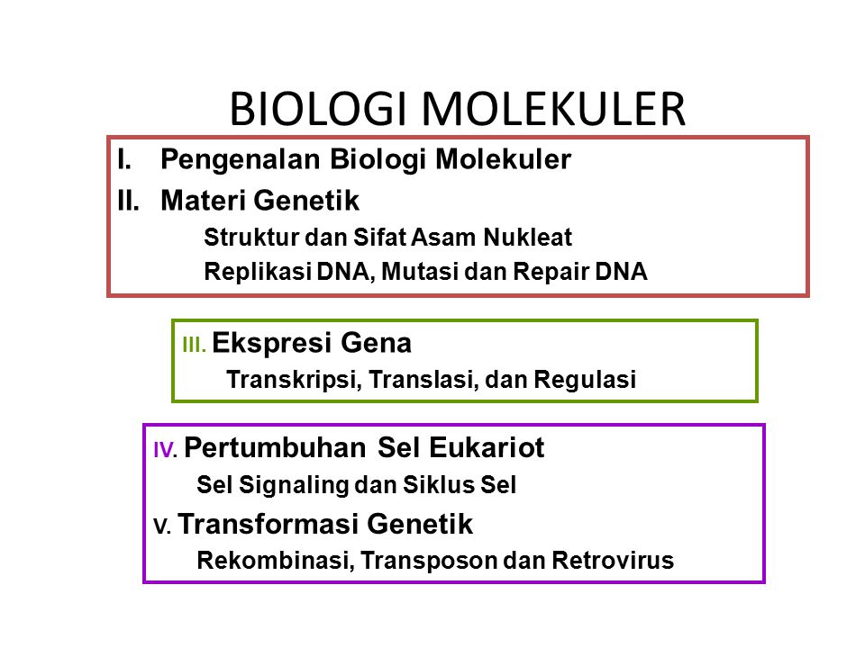 Biologi Molekuler Pengenalan Biologi Molekuler Materi Genetik Ppt Download