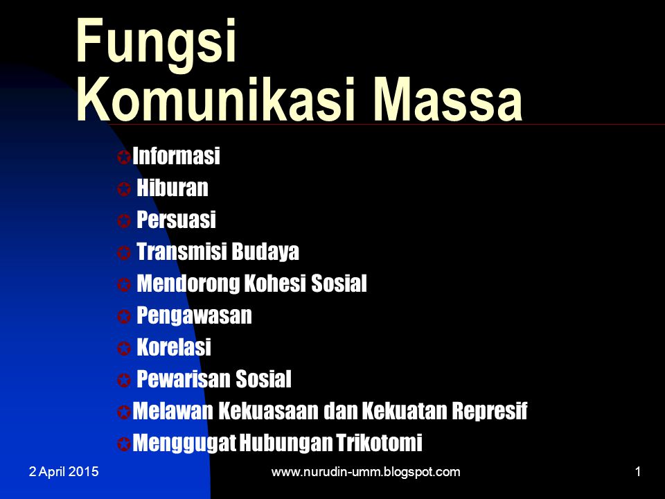 Fungsi Komunikasi Massa Ppt Download