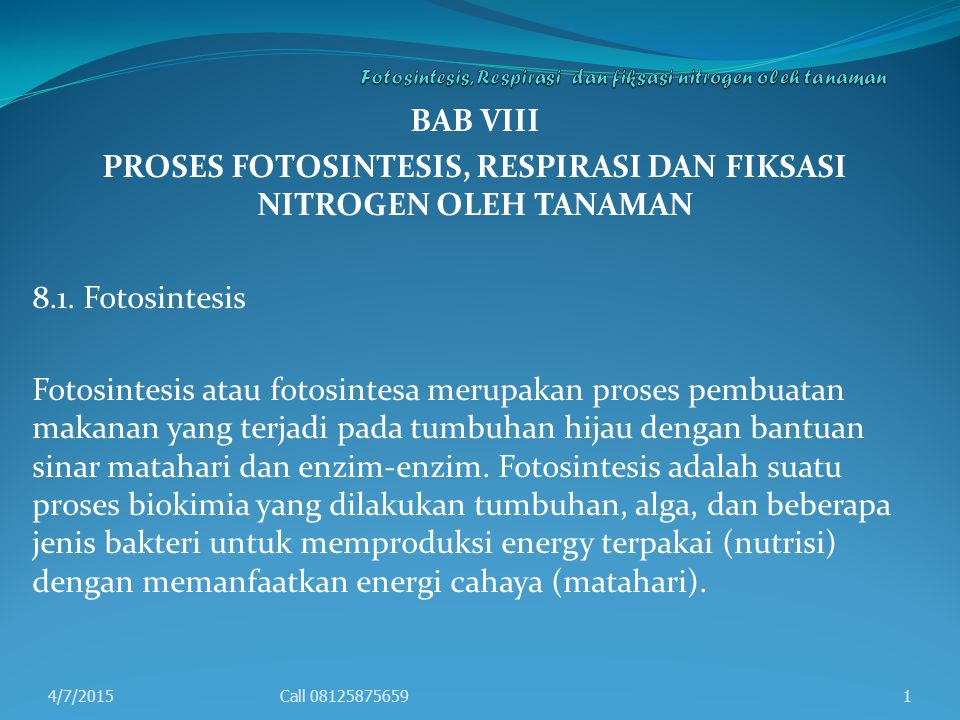 Fotosintesis Respirasi Dan Fiksasi Nitrogen Oleh Tanaman Ppt Download