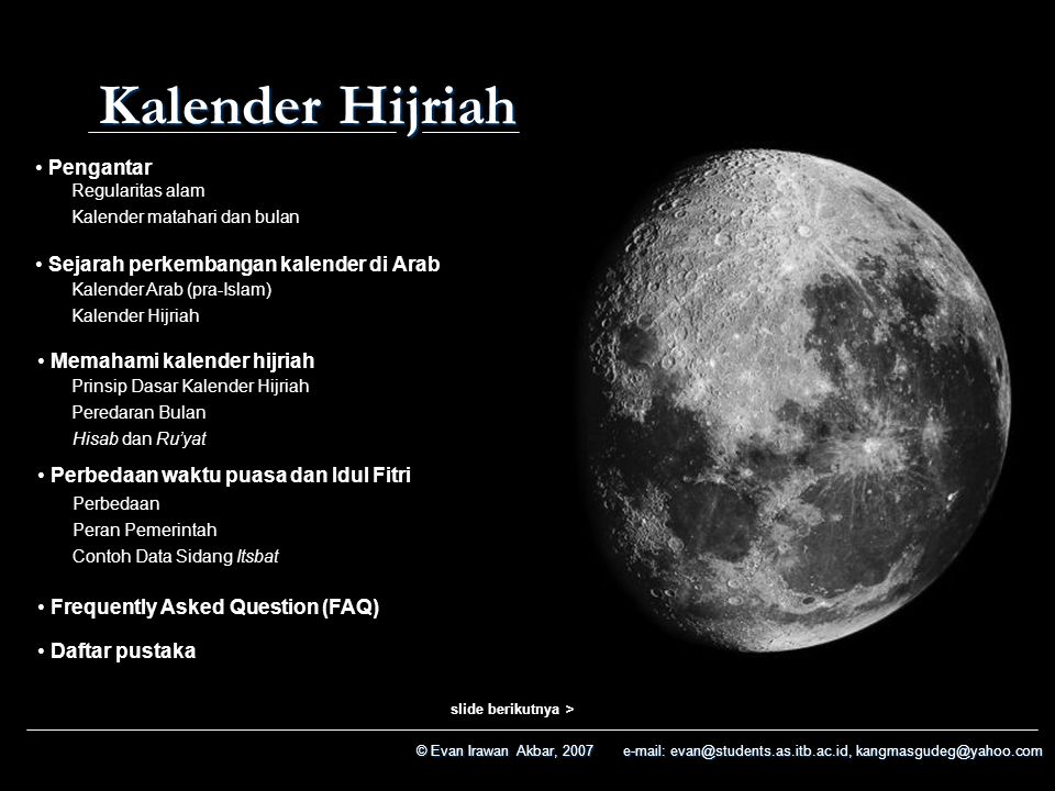 Perhitungan kalender hijriah berdasarkan