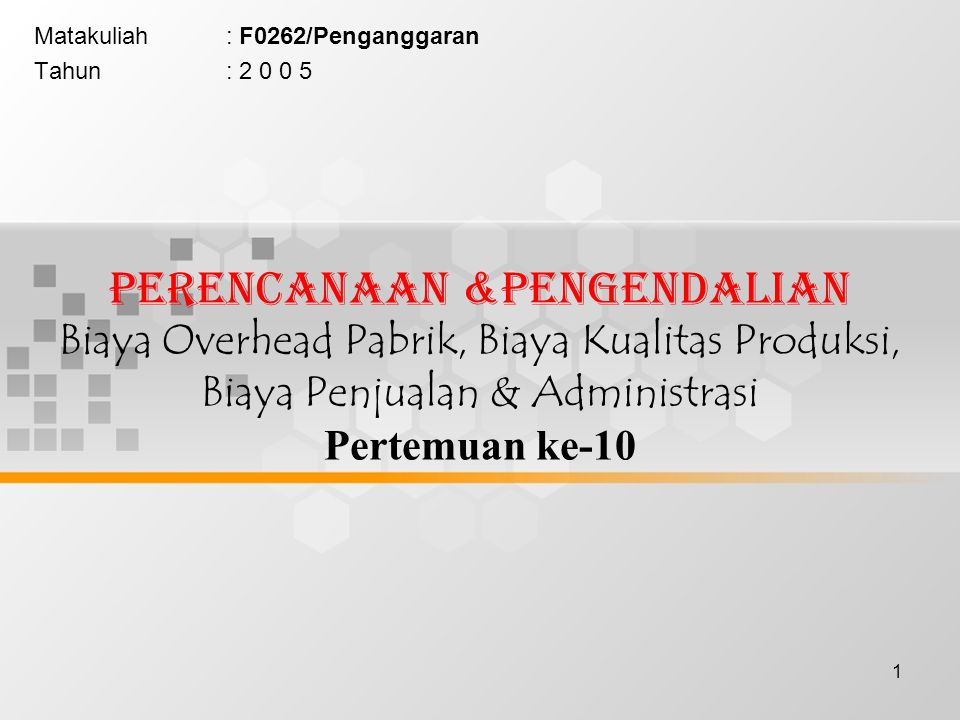 Departementalisasi Biaya Overhead Pabrik Ppt 2021