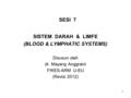 1 SESI 7 SISTEM DARAH & LIMFE (BLOOD & LYMPHATIC SYSTEMS) Disusun oleh dr. Mayang Anggraini FIKES-ARM U-EU (Revisi 2012)
