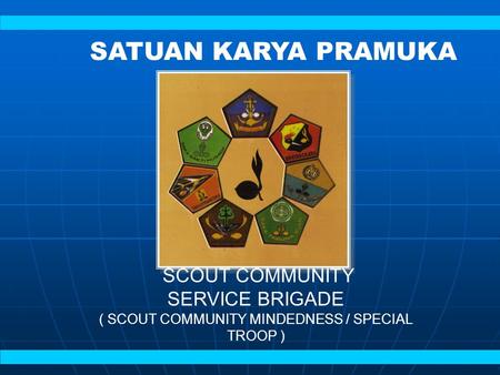 SCOUT COMMUNITY SERVICE BRIGADE ( SCOUT COMMUNITY MINDEDNESS / SPECIAL TROOP ) SATUAN KARYA PRAMUKA.