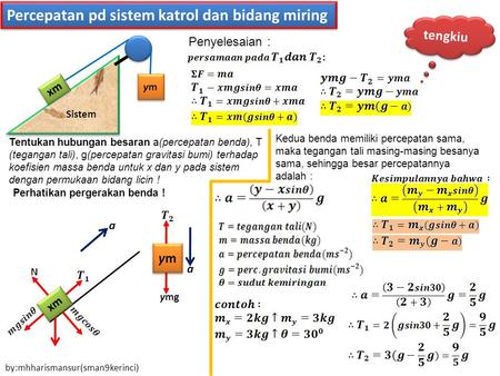 Percepatan pd sistem katrol dan bidang miring