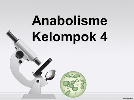 Anabolisme Kelompok 4. ANABOLISME Anabolisme adalah lintasan metabolisme yang menyusun beberapa senyawa organik sederhana menjadi senyawa kimia atau molekul.
