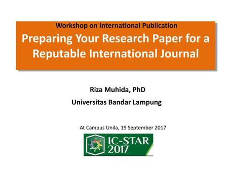 Preparing Your Research Paper for a Reputable International Journal