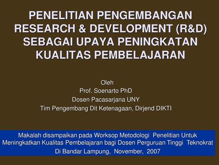 Oleh Prof. Soenarto PhD Dosen Pacasarjana UNY