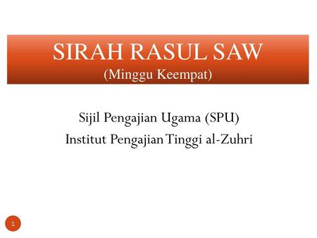 Sijil Pengajian Ugama (SPU) Institut Pengajian Tinggi al-Zuhri