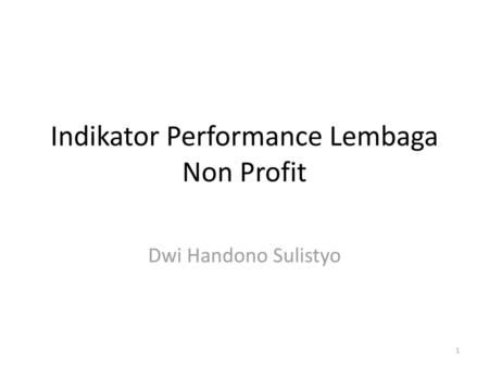 Indikator Performance Lembaga Non Profit
