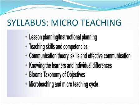SYLLABUS: MICRO TEACHING
